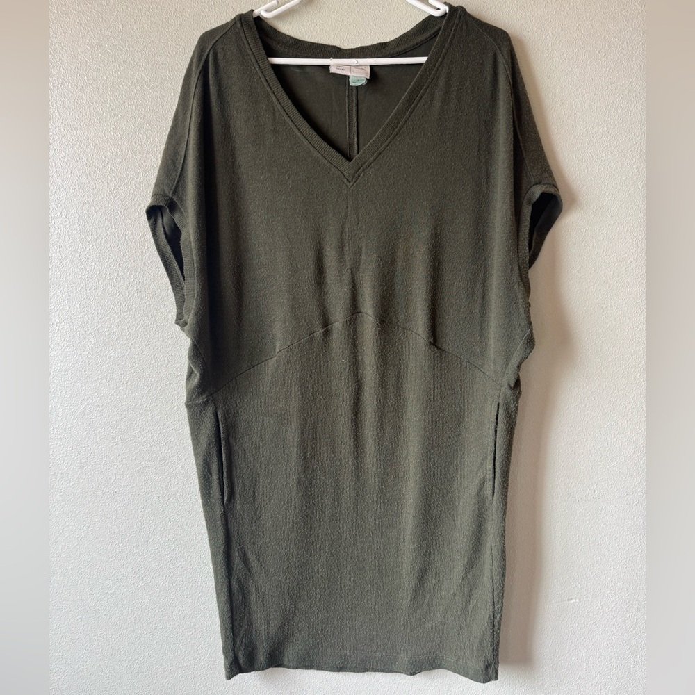 Saturday Sunday x Anthropologie Olive Green V-Neck Dress